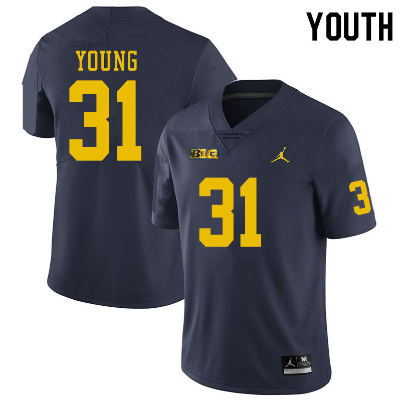 Youth #31 Jack Young Michigan Wolverines College Football Jerseys Sale-Navy